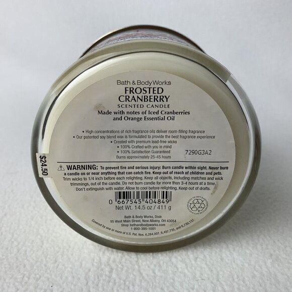 Bath & Body Works Frosted Cranberry Scented Candle 14.5 Ounce 3 Wick New - Picture 4 of 7